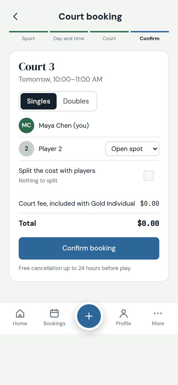 Confirm players and payment
