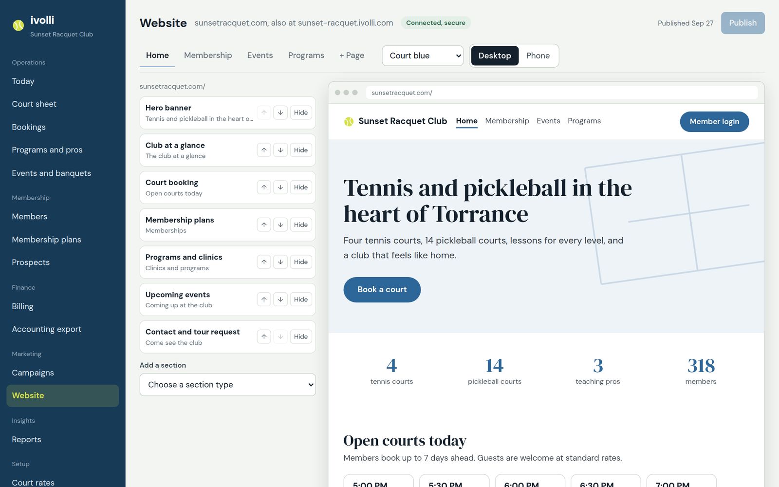 Website builder with live preview